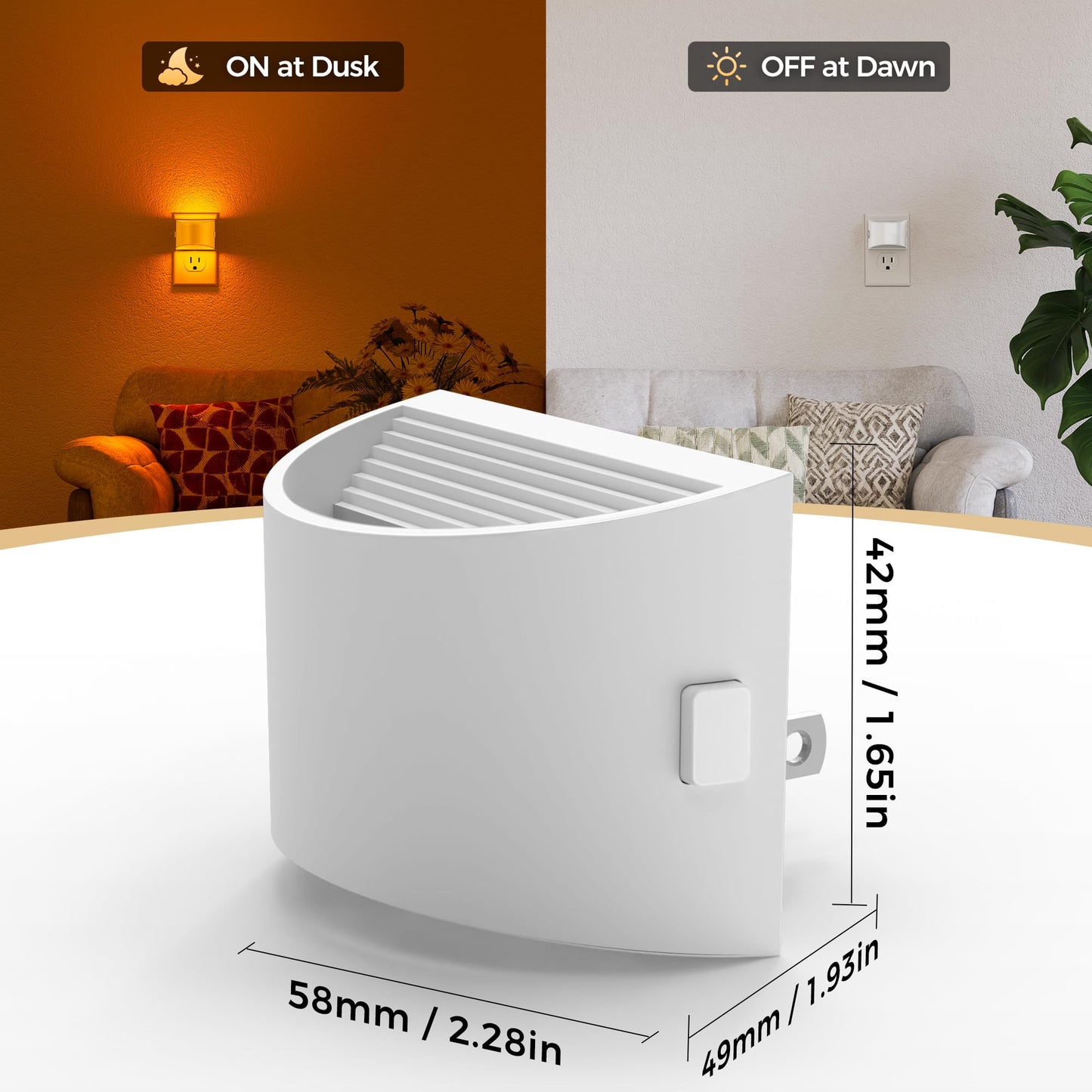 Doresshop Led Night Light[2 Pack]  Night Lights Plug Into Wall  3 Level Brightness Adjustable Plug In Night Light  Dusk To Dawn Sensor Nightlights For mature-themeds Bedroom Bathroom Hallway Amber White Cover
