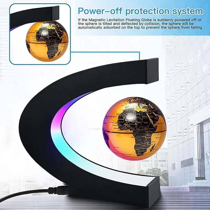 Magnetic Levitation Floating Globe with LED Light, Office Decor, Levitating Globes Desk Decor & Shade, for Men/Father/Husband/Boyfriend/Kids/Boss/Women, Globe for Desk, Xmas Gifts
