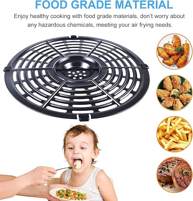6.5QT Air Fryer Crisper Tray for 6.5QT Ninja OL500 OL501 Foodi Pressure Cooker & Air Fryers, Upgraded Grill Grate Pan Crisper Plate Rack Grid Shelf for Ninja 6.5QT Air Fryer, Dishwasher Safe
