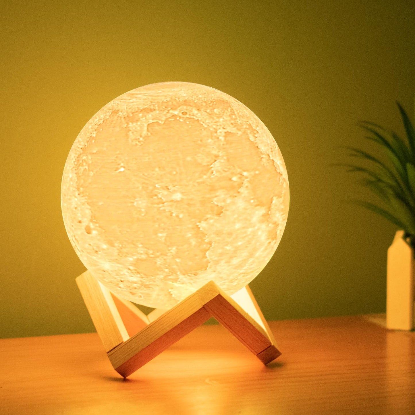 Balkwan Moon Lamp 5.9 inches 3D Printing Dimmable Touch Control Warm Light Rechargeable Home Decor Model Balkwan-059