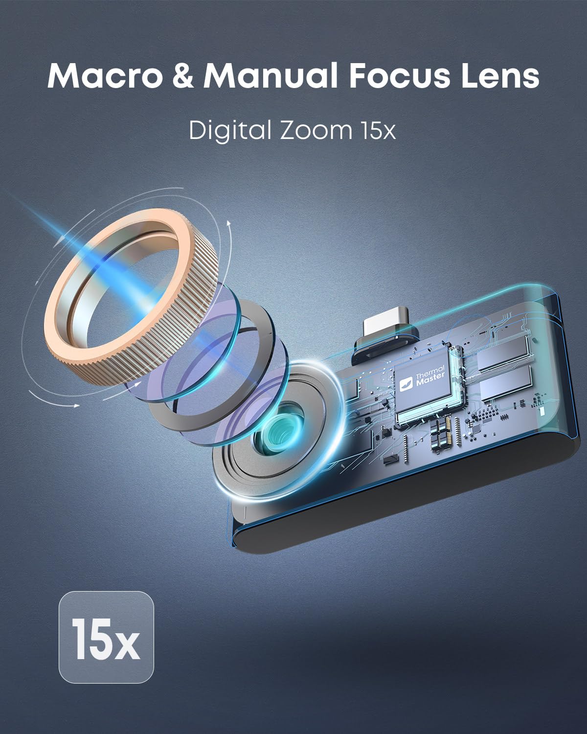 Thermal Master P3 - Thermal Camera for iOS & Android, 8mm Macro Vision Infrared Imager w/Manual Lens, 512x384 Super Ir Resolution, 3.6℉ Accuracy, 35mk NETD, Work for Home PCB Inspection, Black