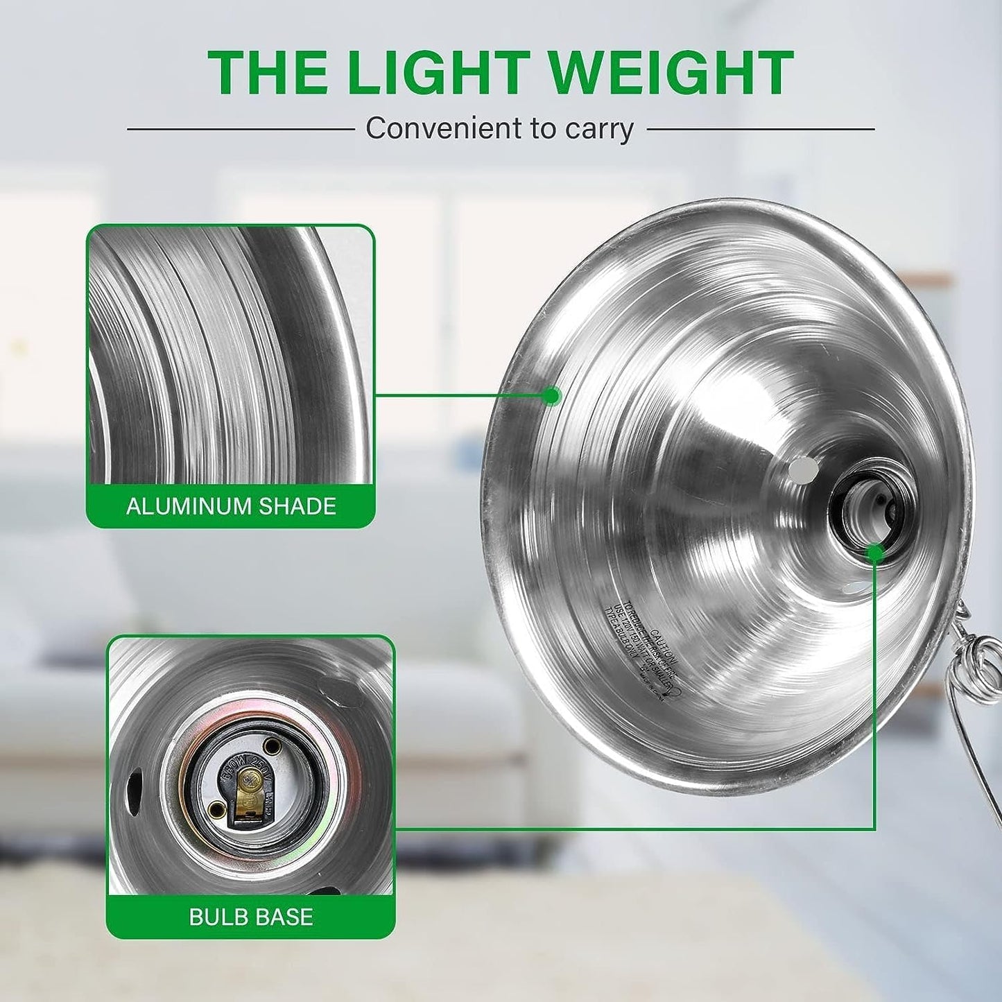 Simple Deluxe Clamp Lamp Light Socket, 8.5in Aluminum Reflector, Max 150W, 6ft Cord, Silver, 6-Pack