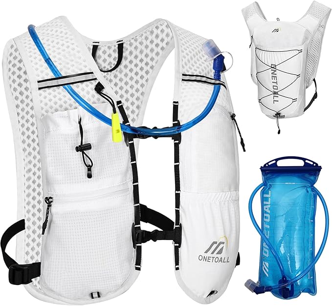 ONETOALL Running Vest for Women & Men, 6L Hydration Backpack with 2L Water Bladder, Lightweight Water Backpack for Trail R...