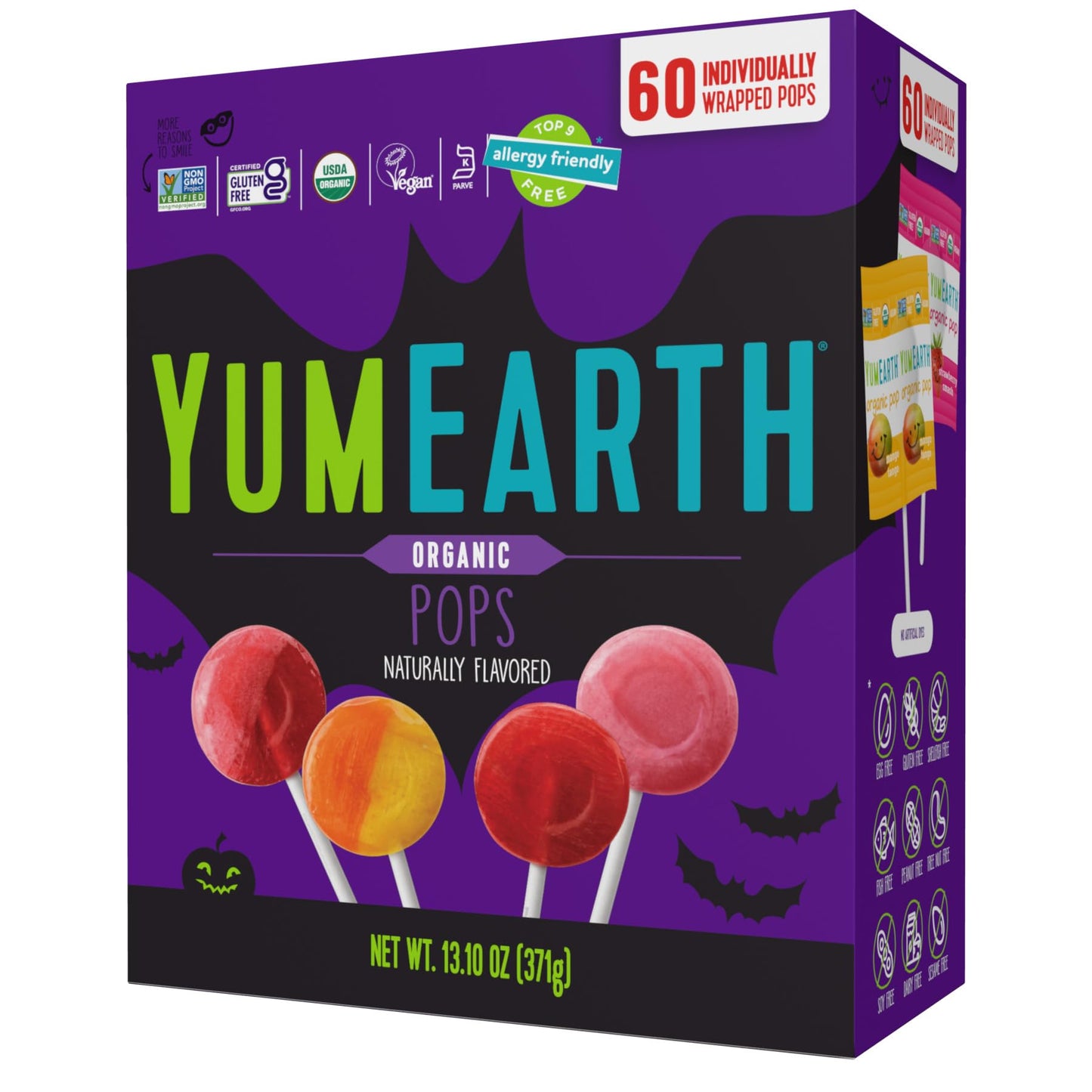 YumEarth Organic Halloween Candy, Allergy Friendly, Gluten Free, Non-GMO, Vegan, No Artificial Flavors or Dyes (60 Count (Pack o