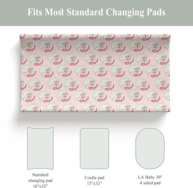 Vintage Christmas Santa Claus Snowflakes Baby Changing Pad Covers for Boys Girls Pink Santa Fitted Changing Table Cover Mats Winter Holiday Festive Soft Diaper Change Table Cover Sheets 32''×16''