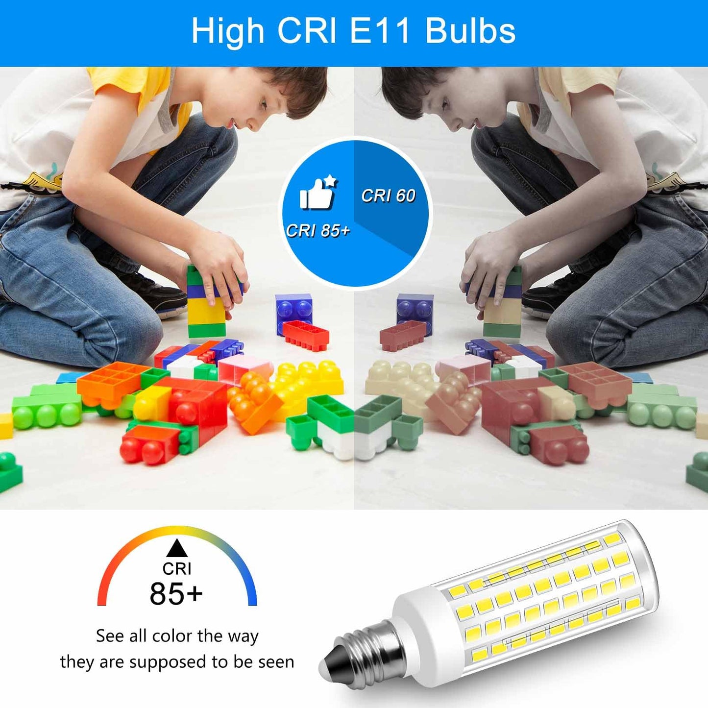 Megereet Jde11 120V 50W Halogen Candelabra Bulb Equivalent E11 Led Bulbs Dimmable 5W 550Lm No-Flicker T3 T4 Mini Base 6000K Daylight White E11 Bulb For Ceiling Fan  Cabinet Lighting 4Pcs