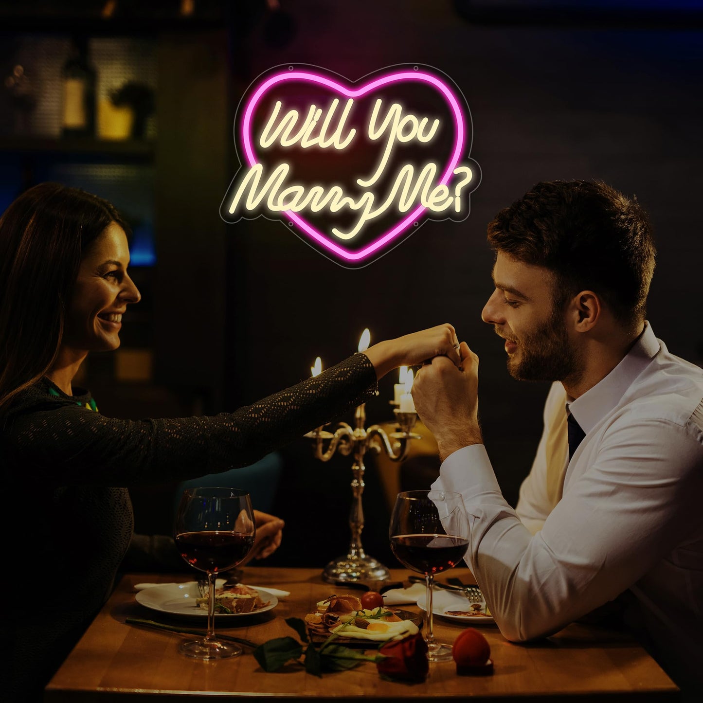 Will You Marry Me Neon Sign 16.34X12.8 Led Proposal Light - Wedding Engagement Decor  Valentines Day Gift For Girlfriend Bridal Shower Usb Powered Wall Art