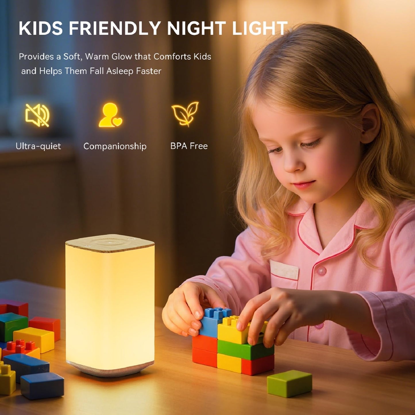 Auxmir Touch Dimmable Night Light Lamp, 256 RGB Colors, 4000mAh Rechargeable, Brown, Model S580, Soft Eye Caring for Kids and mature-themeds