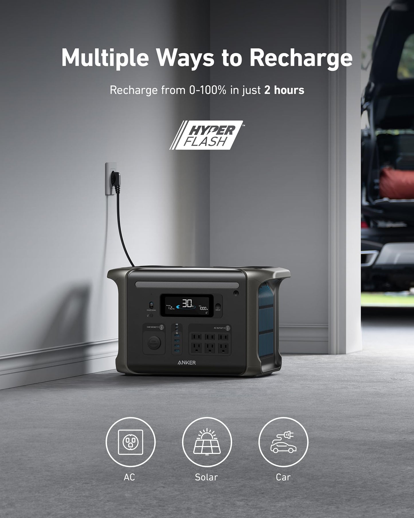 Anker Solix F1500 Portable Power Station, 1800W Solar Generator, Powerhouse Design, 1536Wh Battery Generators For Home Use, Life