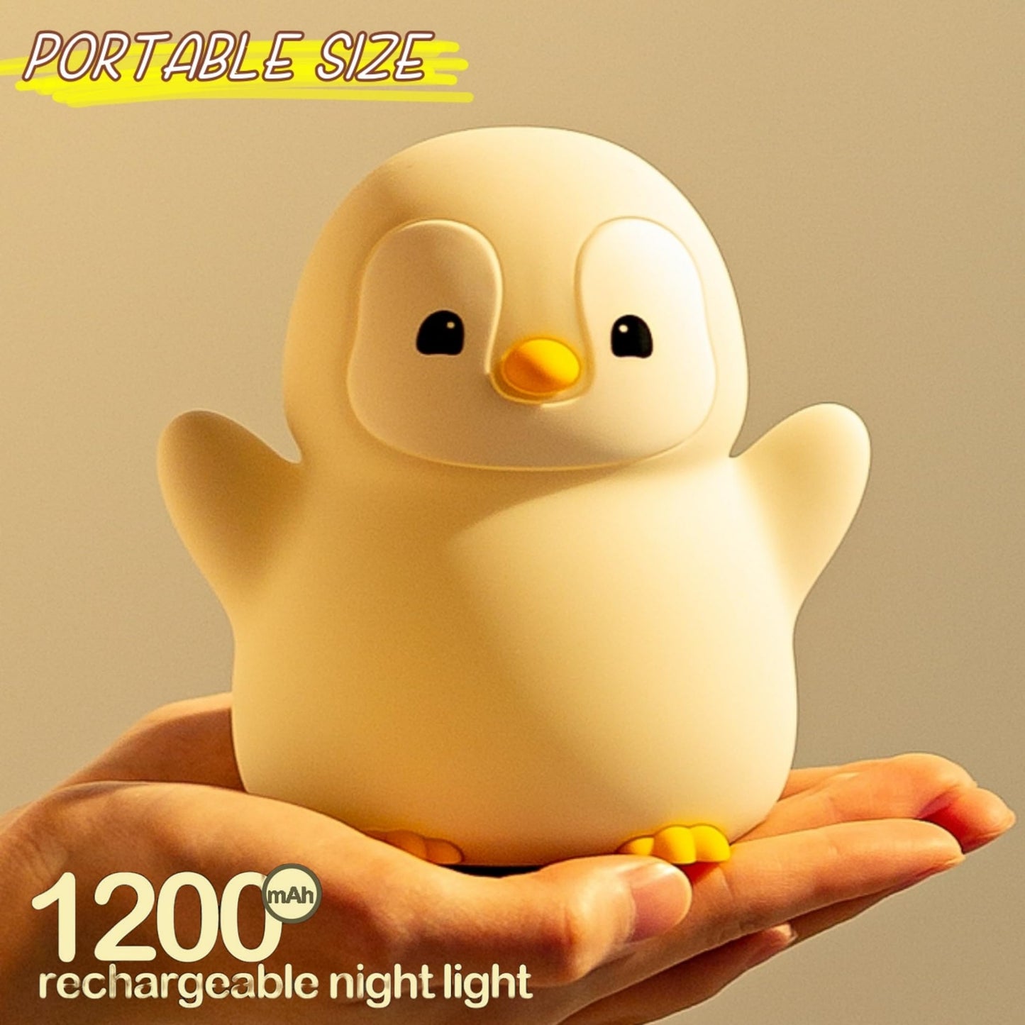 Yr Yrhh-Pet Cute Penguin Night Light  Led Squishy Xmas Penguin Lamp  Food Grade Silicone Dimmable Nightlight  Kids Gray Penguins Light  Rechargeable Light Up Penguins Gifts  Kids Room College Decor
