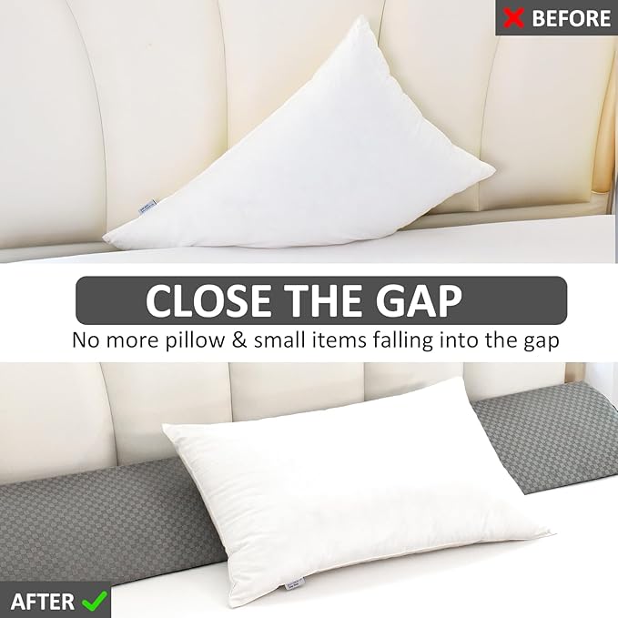 Wedge Pillow for Headboard - Queen Size Bed Wedge Pillow Headboard, Bed Wedge Gap Filler, Pillow Wedge for Headboard Gap - Fill The Gap (0-8") Between Headboard and Mattress (60"x10"x6")