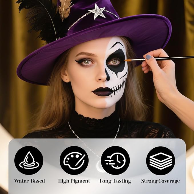Yellow Face Paint 70ml Large Tube, Water-Based Full Coverage Body Paint for Creative SFX Makeup, Non-Toxic Face Body Paint for Adults Halloween SFX Cosplay Makeup, Theater, Stage shows