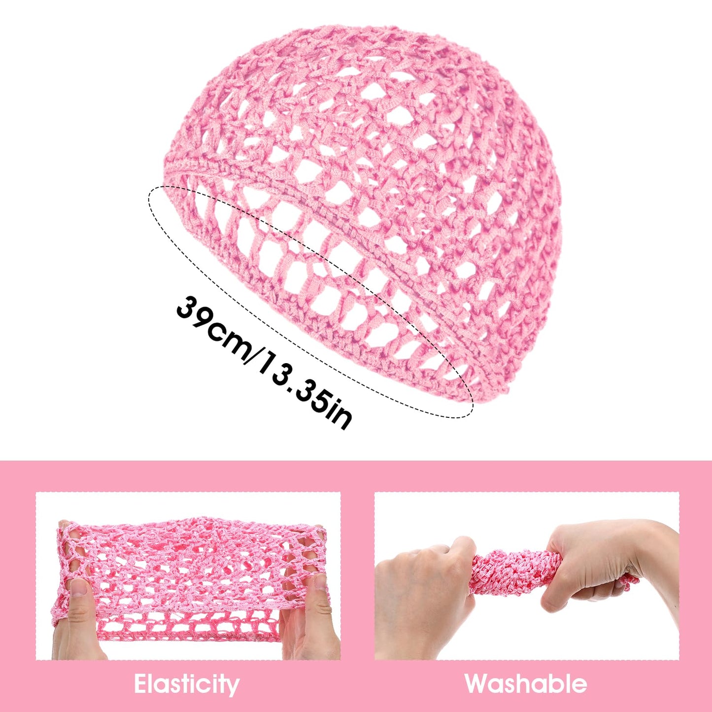 YUXIANLB 3 Pcs Hair Net Cap for Sleeping Breathable Mesh Wrap Elastic Crochet Snood Hair Protection for Night Shower Bath Makeup