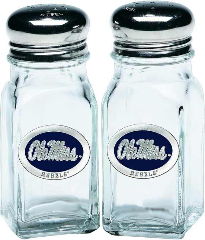 Heritage Pewter Mississippi Ole Miss Salt and Pepper Shaker Set of 2 Bottles | Expertly Crafted Pewter Glass