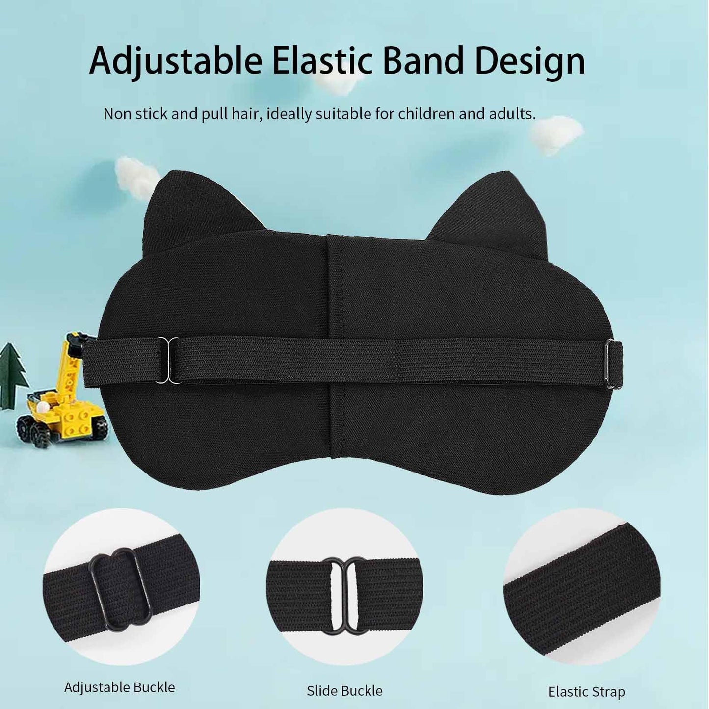 GRPSKCOS Kids Sleep Mask, 4 Pack Cute Animal Cat Dog Funny Sleep Eye Mask for Sleeping Soft Plush Blindfold with Adjustable Strap for Kids Adults Travel Naps Shift Works Games(02 Style A- 4 Pack)