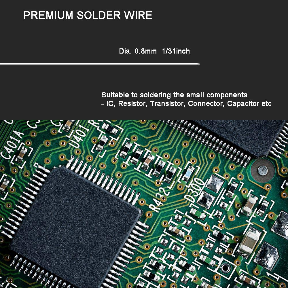 Lead-Free Solder Wire Rosin Core Flux 0.8mm Electric Solder Fine Sn99 Ag0.3 Cu0.7 Flow 0.032in 0.11lb No Lead for Electronics Soldering Unlead 50g