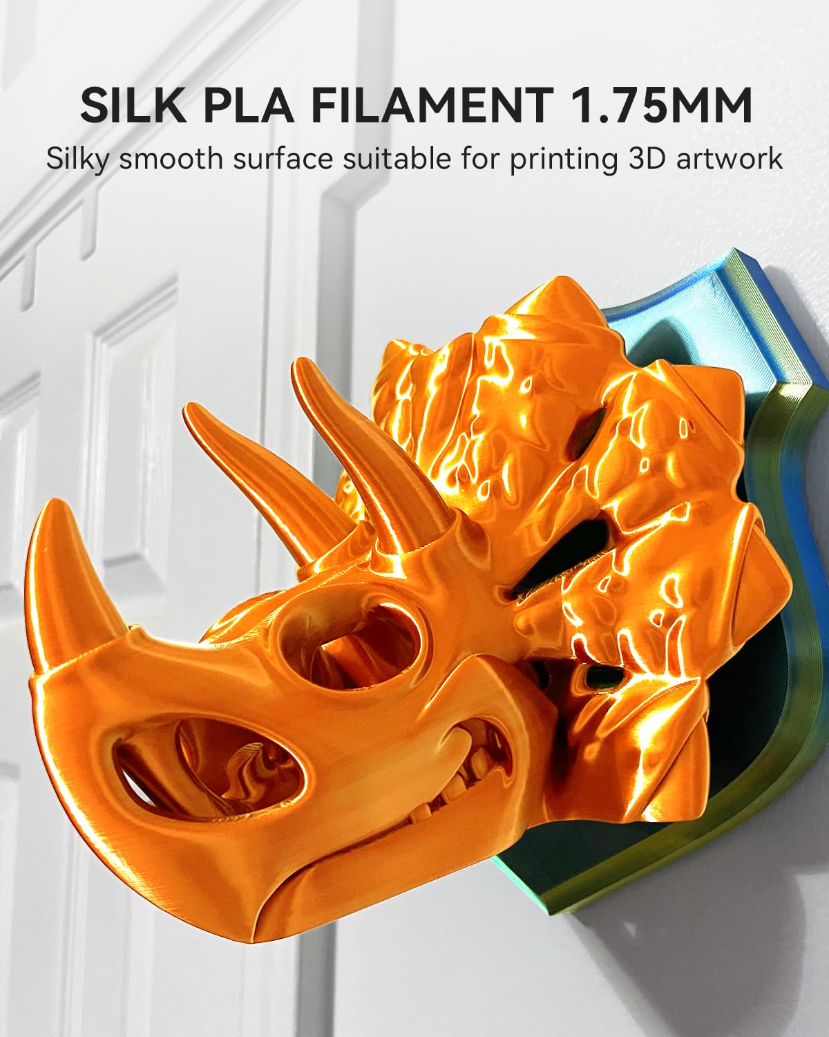 SUNLU 3D Printer Silk Filament,Shiny Silk PLA Filament 1.75mm, Smooth Silky Surface, Great Easy to Print for 3D Printers, Dimensional Accuracy +/- 0.02mm, Silk Silver 1KG