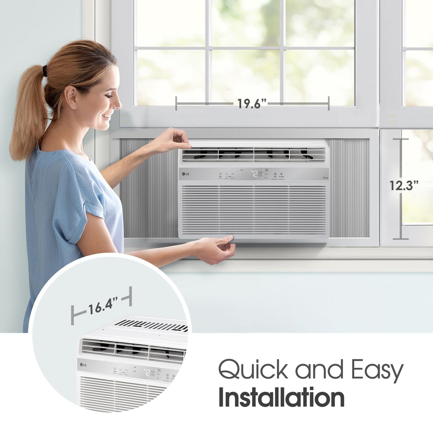 Lg 10,000 Btu Window Air Conditioner With Dehumidifier, 115V, Window Ac For Medium Rooms Up To 450 Sq. Ft., Window Unit Ac With