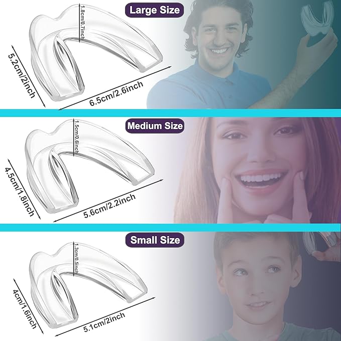 Night Guard for Adult Grinding Nighttime Teeth Protection Sleep Well Large Size, 4 Pack Moldable Night Guards for Clenching Teeth | Comfortable Mouth Guard Including Hygiene Case and Gel Ice Pack