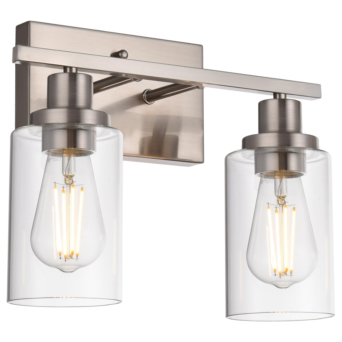 MELUCEE 3-Light Wall Sconce Brushed Nickel Modern Bathroom Vanity Light with Clear Glass Shade