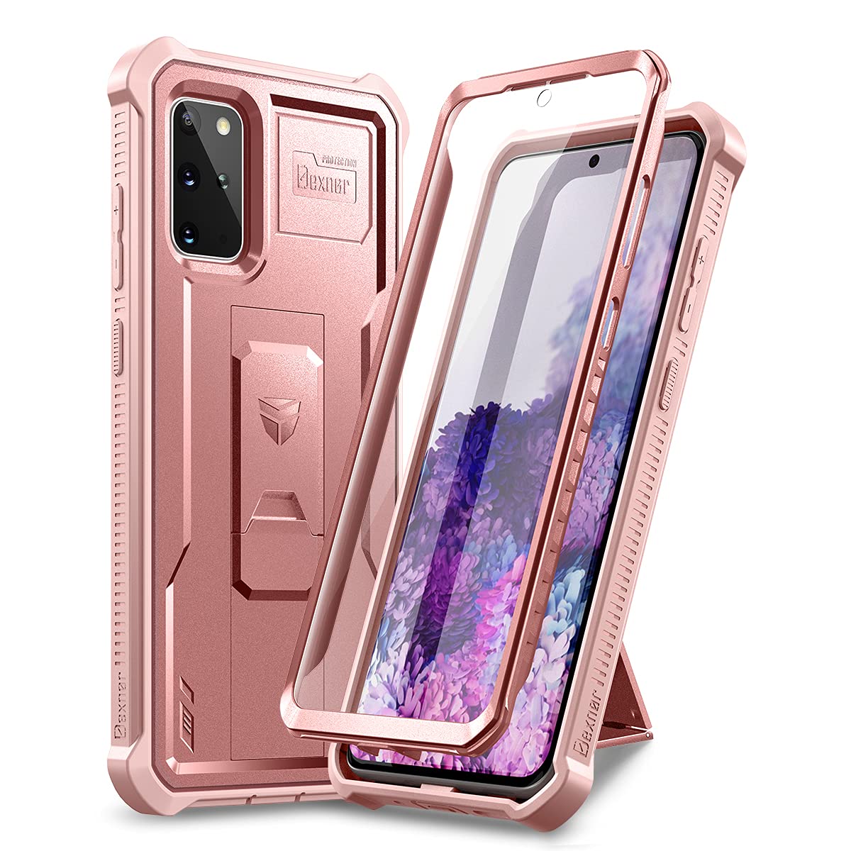 Dexnor For Samsung Galaxy S20+ Plus 5G Case, [Built In Screen Protector And Kickstand] Heavy Duty Military Grade Protection Shoc