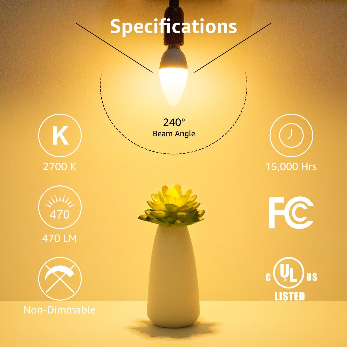 Lepro E12 Led Candelabra Bulbs, 5.5W 40W Equivalent, 6-Pack, Warm White, Frosted Plastic, Model 600052-Ww-Us-6