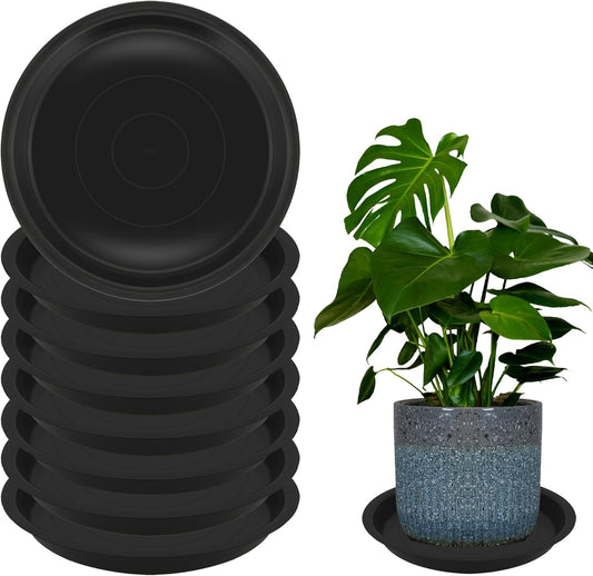 8 Pack 16 Inch Round Plant Saucers for Less 14Inch Pot Indoors Outdoors Plant Trays for Pots Planter Saucer Plastic Plant Drip Tray Flower Planter Water Tray for Potted Plants(Black, 16"(8pcs))