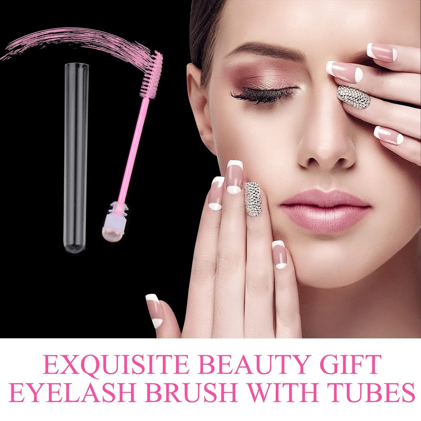50pcs Eyelash brush Lash Wand Makeup tool Eyelash Extension supplies Cleaning brush Diamond Mascara sky pink