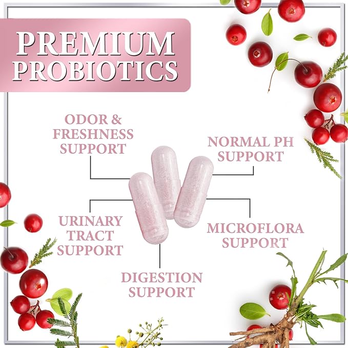 Probiotics for Women 90 Billion CFU, pH Balance for Feminine Vaginal Odor, 16 Probiotic Strains with Prebiotics, Cranberry, D-Mannose & Digestive Health, Immune Support, Shelf Stable - 120 Capsules