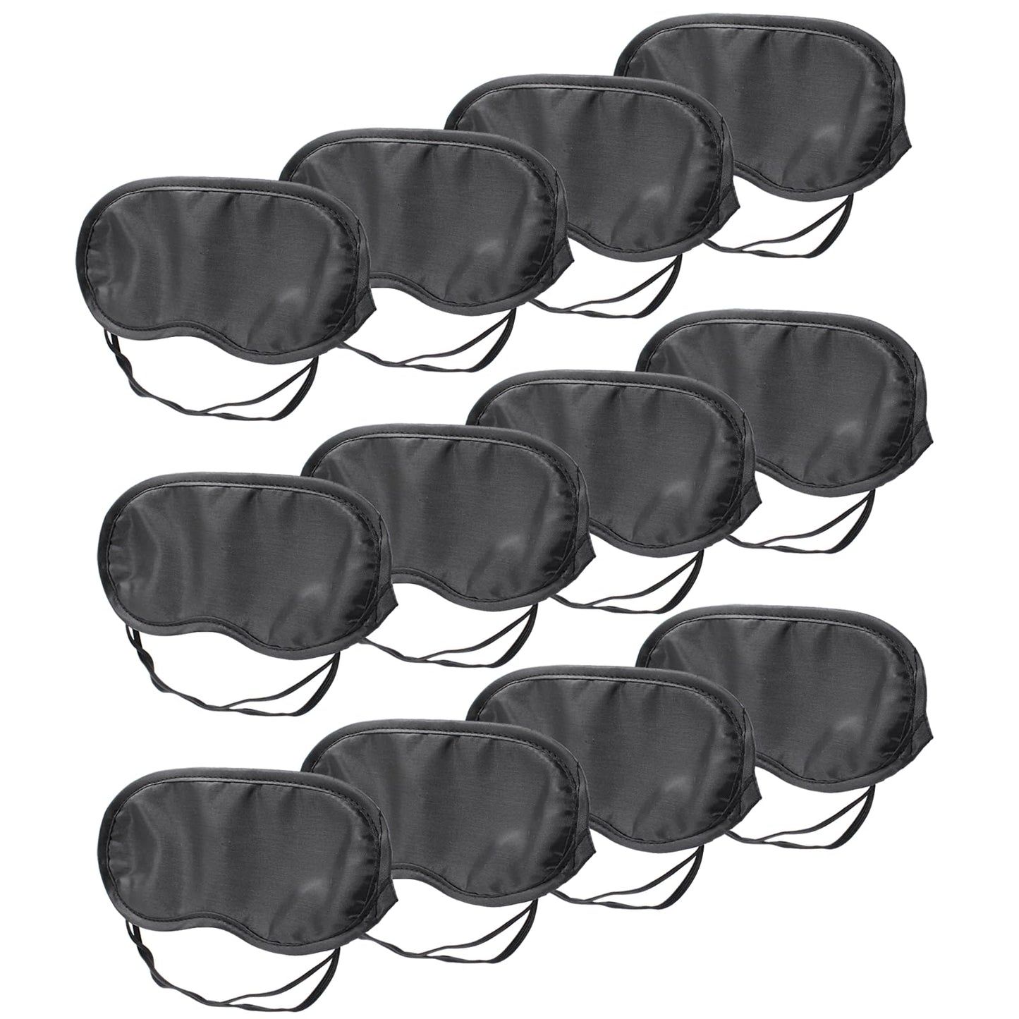 Coufce 12 PCS Satin Games Sleep Mask Eye Mask Sleep Blindfold Men & Women Night Eyeshade Travel Nap Team Building Games(Black)