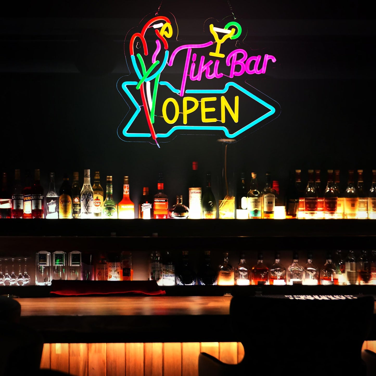 Tiki Bar Open Neon Sign For Wall Decor Parrot malt-inspired Tiki Bar Open Led Light Up Dimmable Signs Compatible With Timer For Pub Party Man Cave Room Restaurant Business Party Art Decor