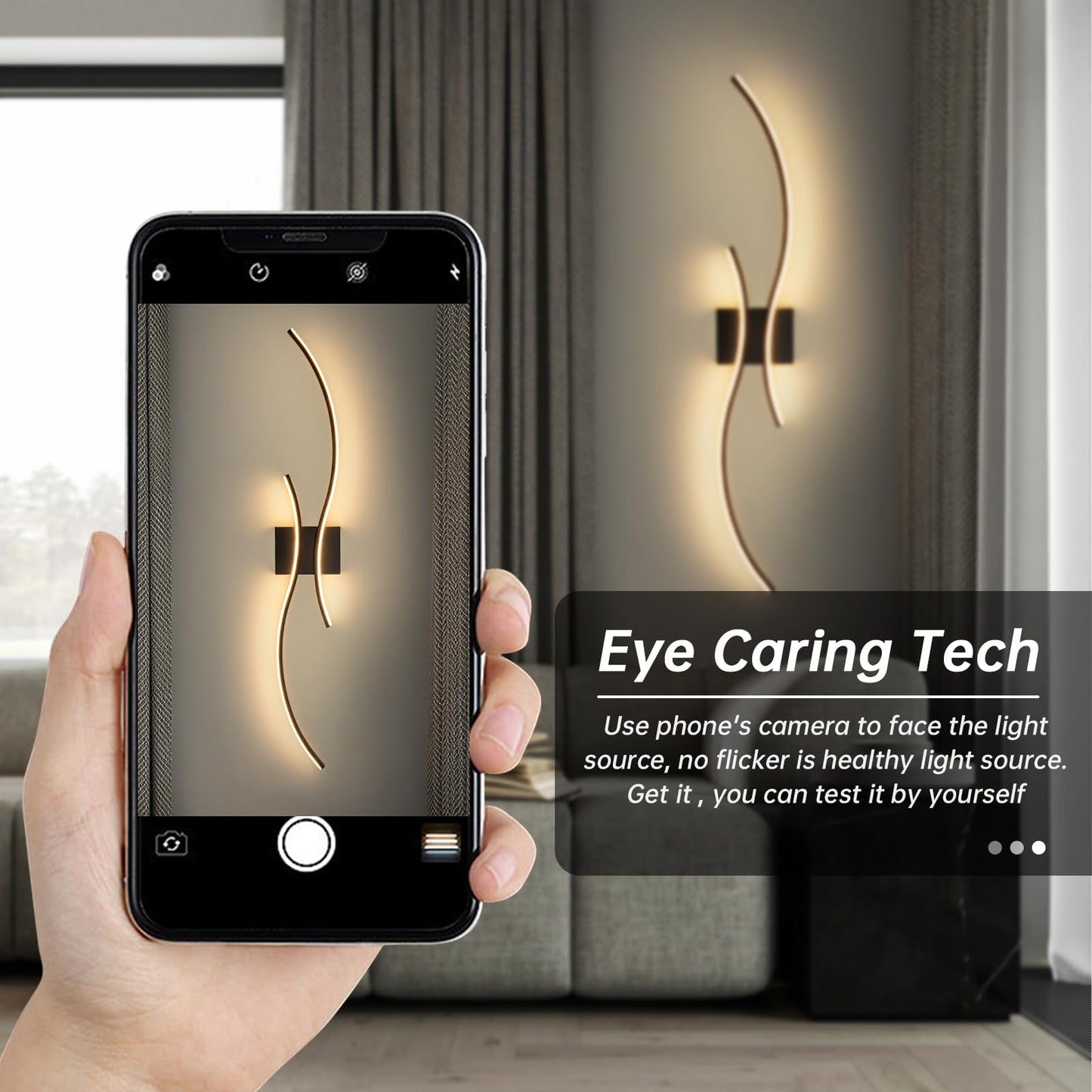 Caneoe Modern Led Wall Light Sconce, 39 Black Aluminum, Warm White 3000K, Ideal For Bathroom, Living Room, Bedroom, Hallway