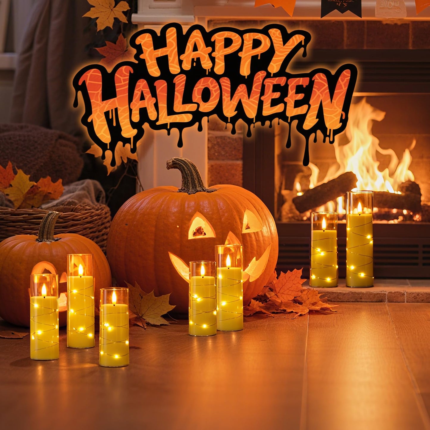 Raycare Flameless Candle with Remote Timer – 5 Flickering Acrylic Battery Operated LED Pillar Candles with Embedded Star String for Christmas, Home Decor, and as a Gift(Glod)