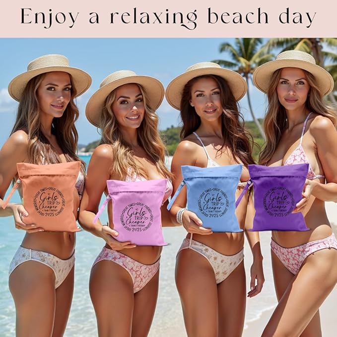 4Pcs Girls Trip Gifts Wet Dry Bag, Beach Bag Wet Bag Favors Aloha Bags, Sunscreen Bags Swimsuit Toiletry Travel Essentials For Women, For Beach Travel Laundry bags Dirty Diaper Swimsuit Gifts