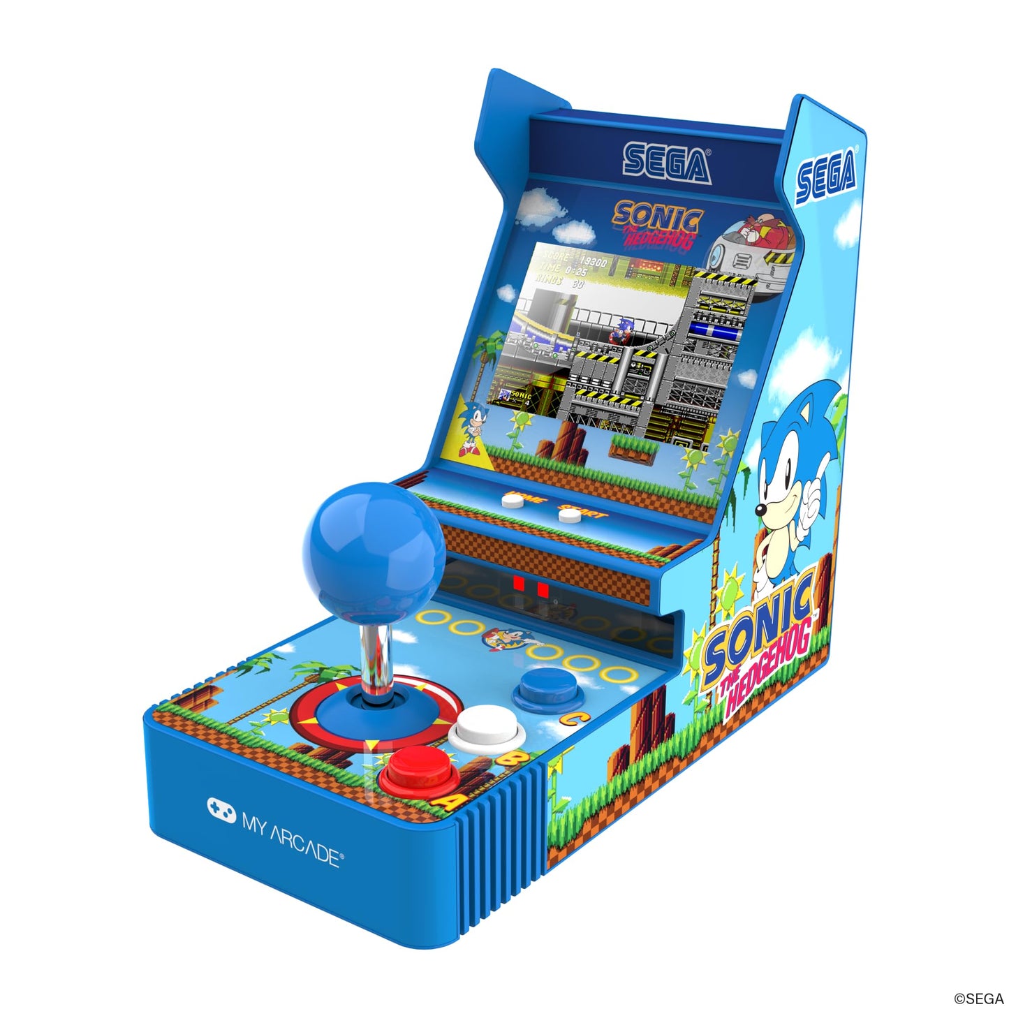 My Arcade Sonic Joystick Player: Sonic The Hedgehog Retro Game Console, 2 Games in 1, Sega Classic Arcades, 3.5" Full Color Display