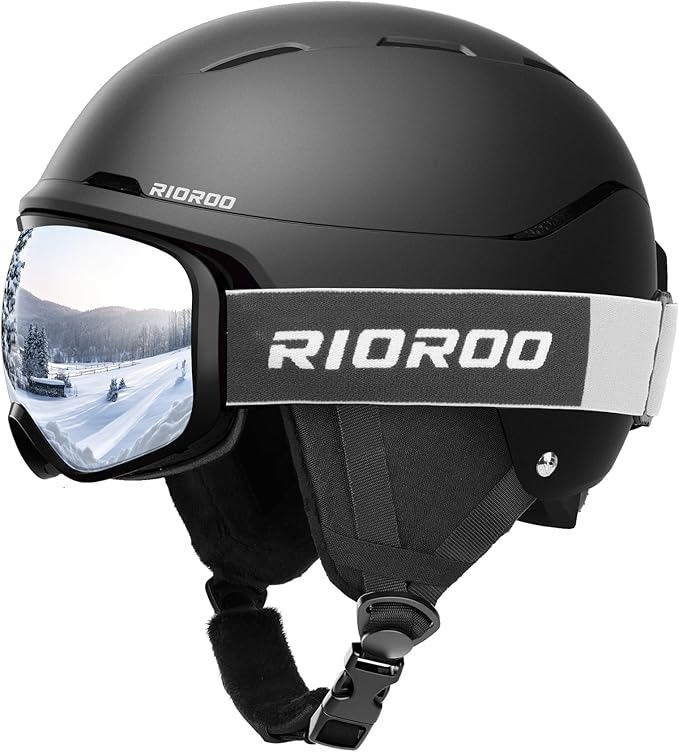 RIOROO Ski Helmet and Goggles Set, Snowboard Helmet Goggles for Men Women & Youth, Shockproof Snow Helmet Anti Fog OTG Sno...
