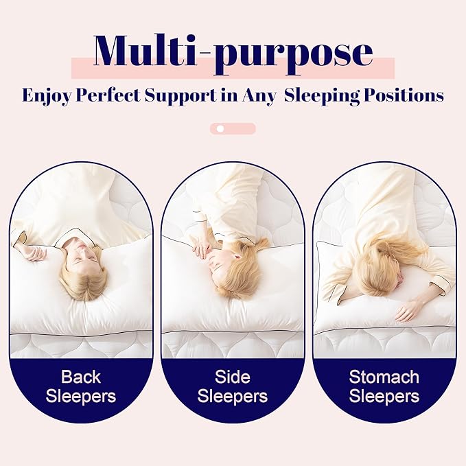 Cosybay Goose Feather and Down Bed Pillow, Premium Medium White Pillow Inserts for Sleeping, Luxury Bedding Pillows for Side and Back Sleepers, Queen Size, 20x36 Inches, 1 Pack