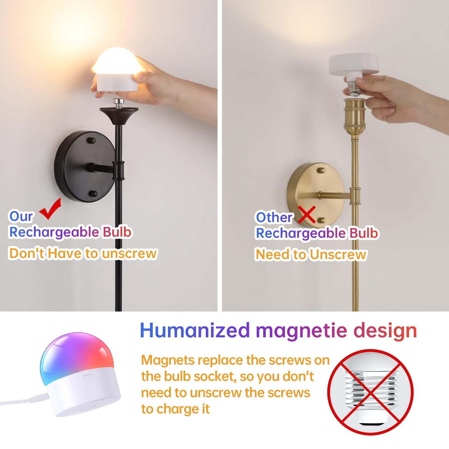 Shenmoyl Battery Operated Wall Sconce Set Of 2  Clear Tulip Vintage Wall Light Fixture Rechargeable 5000Mah Battery Powered Wall Lamp With Remote For Living Room Bathroom  Black