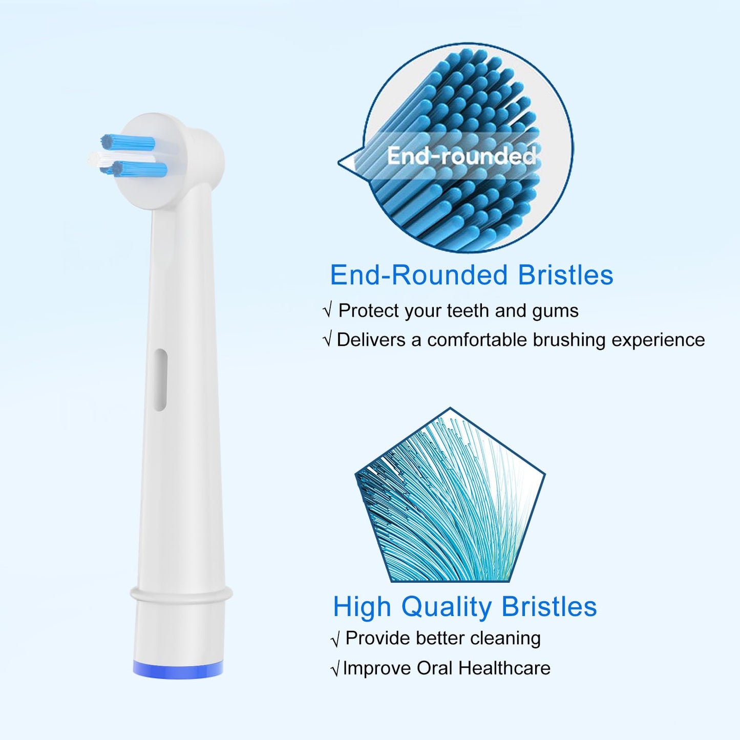 Interspace Toothbrush Heads, Compatible with Braun Oral B Electric Toothbrushes for Cleaning Crevices, Bridges and Implants.(8pcs)