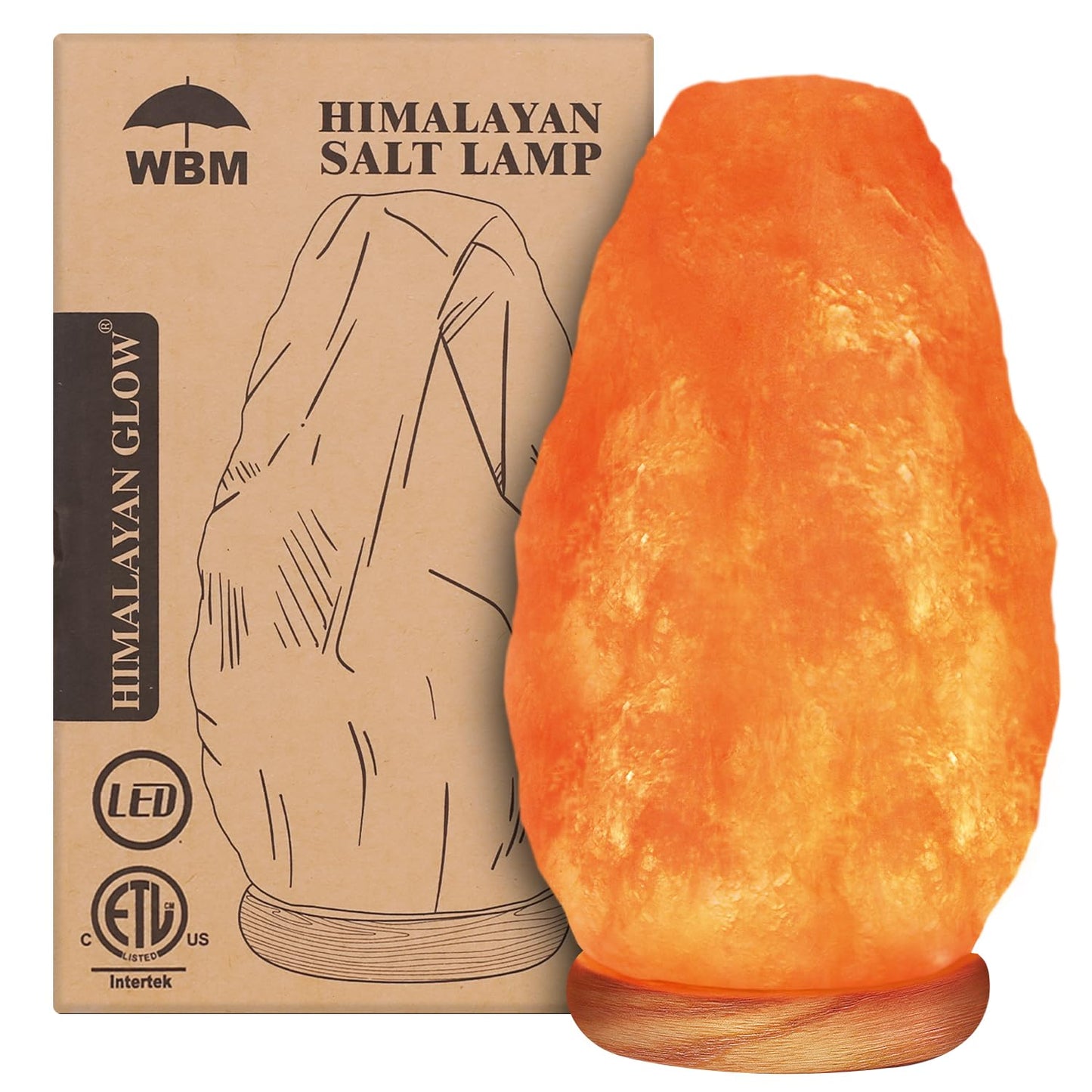 Himalayan Glow Usb Himalayan Salt Lamp - Touch Dimmer, Wooden Base, Led Bulb, 5-7Lbs, Salt Lamp