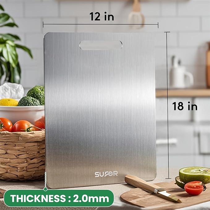 New Titanium Cutting Board - 100% Pure Titanium Cutting Boards For Kitche,Easy to clean, Double-sided food-grade Cutting Board For Cutting Meats, Fruits And Vegetables,18 * 12