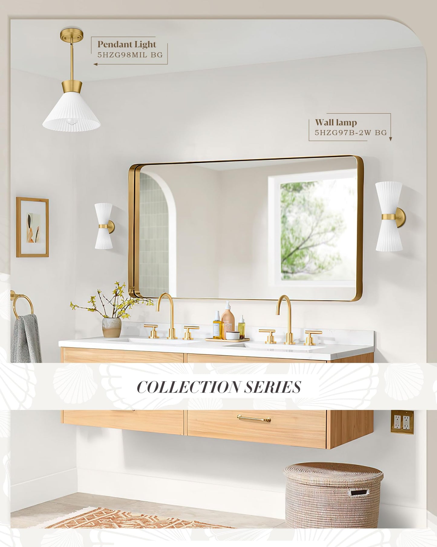 Gold Sconce Wall Lighting  Hwh Single Wall Vanity Light Fixture Brushed Gold Wall Sconce Lamp  Modern Indoor Up Down Wall Light With Frosted Milk White Striped Glass Shade  5Hzg97B-2W Bg