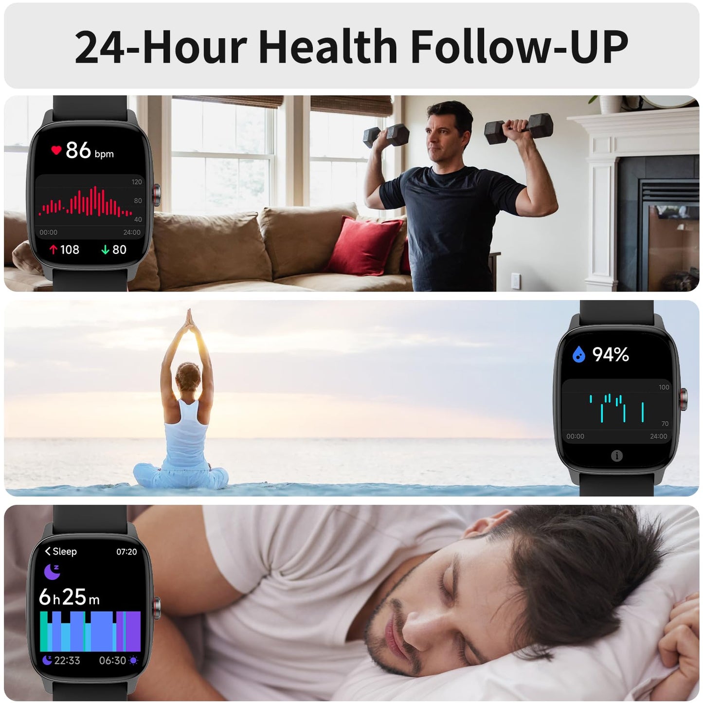 YMZ Smart Watch for Men Women, IP68 Waterproof, Bluetooth Calling, Fitness Tracker, Sleep Monitoring, 1.85'' DIY Dial, AI Built-in, 7 Days Battery, Compatible with Android & iOS
