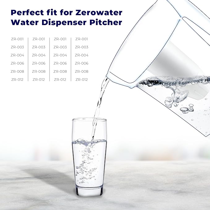 Replacement fit for Zero Water Filter,Water Filter Replacement fit for Zero Water Filters 6 Pack,0 Water Filters fit for zerowater pitchers ZR-001 ZR-017 ZR-004 ZP-006 ZD-013 ZS-008 prime&swift