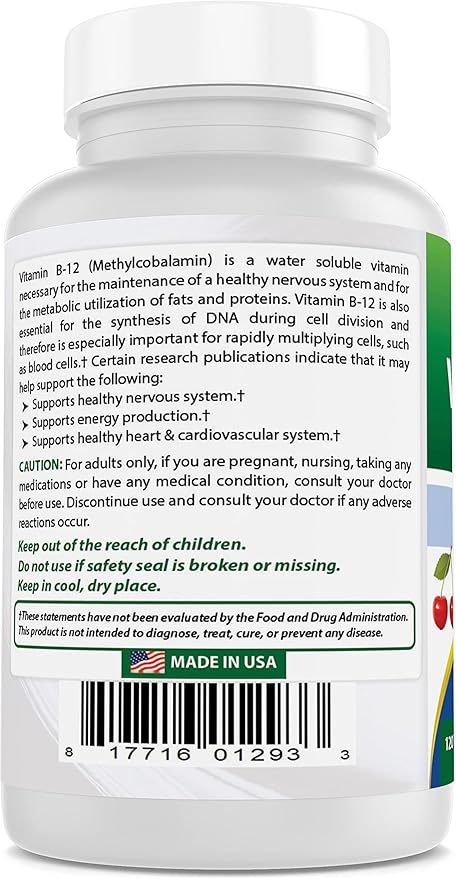 Best Naturals Vitamin B-12 as Methylcobalamin (Methyl B12), 6000 mcg 120 Sublingual Tablets (120 Count (Pack of 2))