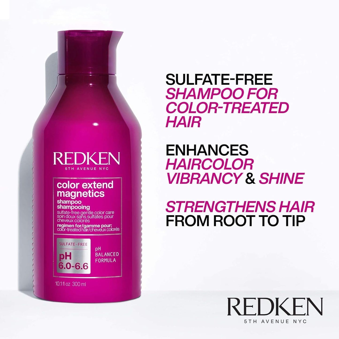 Redken Color Extend Magnetics Shampoo For Color-Treated Hair - Gently Cleanses & Protects Color, With Amino Acid, Sulfate-Free S