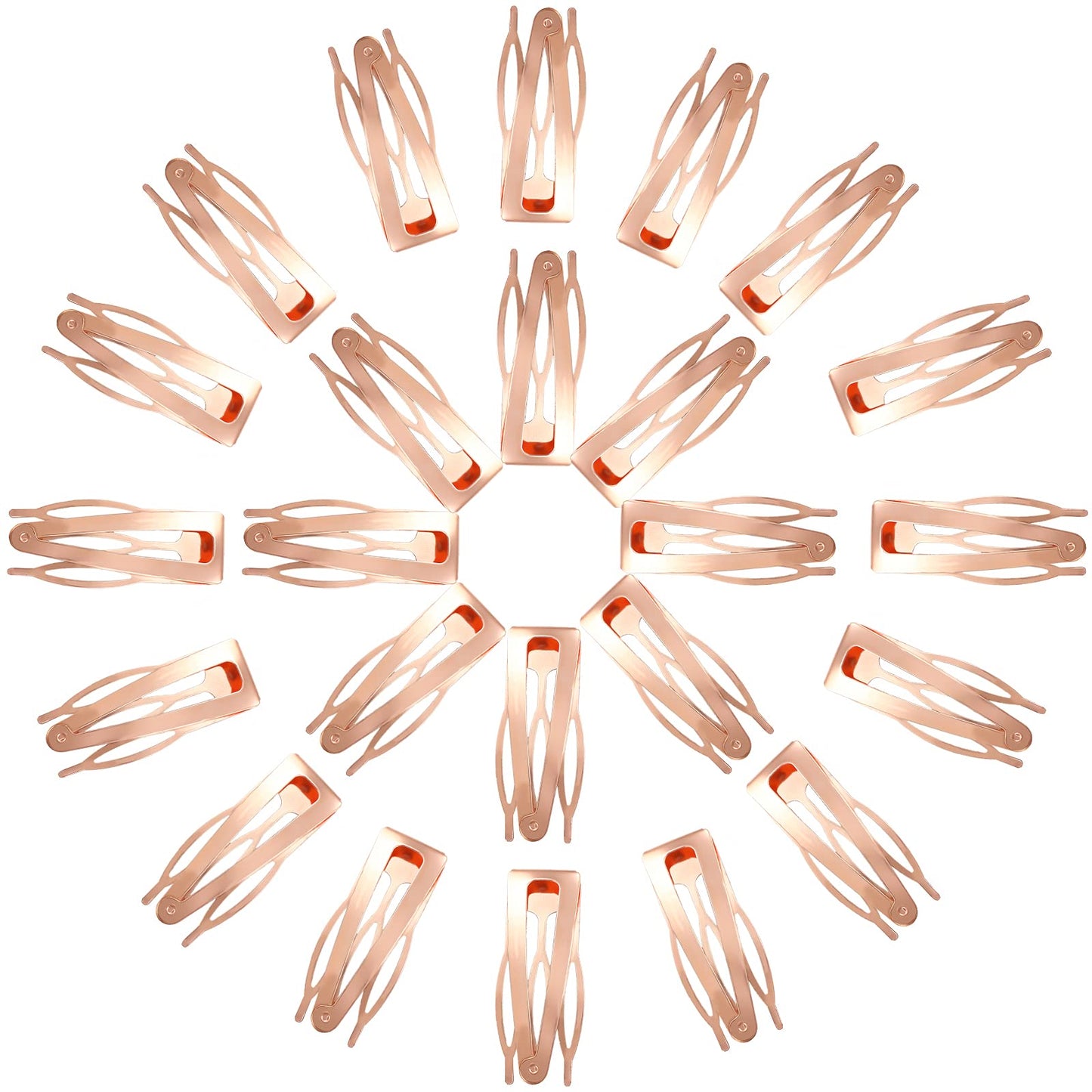 Chinco 24 Pcs Double Grip Hair Clips Metal Snap Clips Women Barrettes for Hair Making, Salon Supplies(Rose Gold,2 Inch)