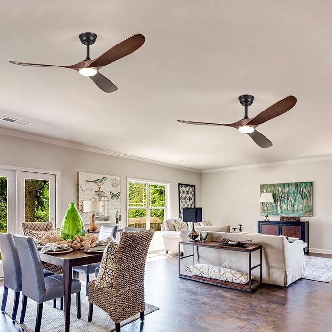 72" Ceiling Fans with Lights, 72 inch Ceiling Fan with Lights, High cfm Quiet 3 Blade Wood Walnut Ceiling Fan, Large Modern Ceiling Fan with Remote, Propeller Fans for Patios,Dark Walnut