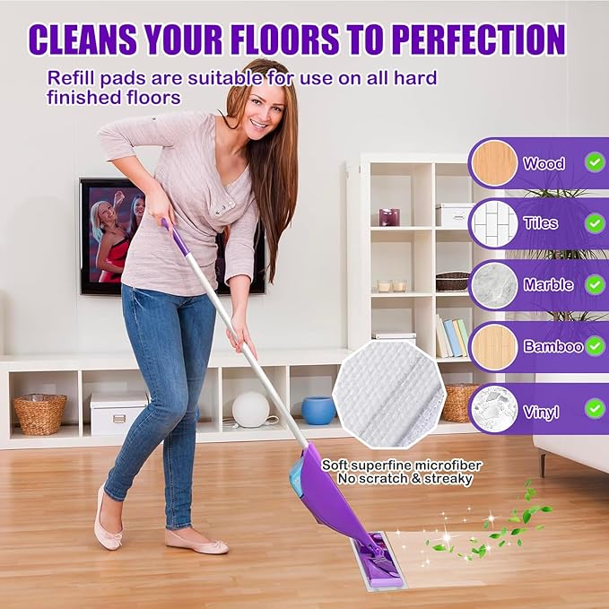 30 Pack Disposable Mop Pad Refills for Swiffer Wet Jet Mops, Wet Jet Mopping Pads for All Purpose Multi Surface Hardwood Floor Cleaning, 4 Layers Thickened and Super Absorbent.