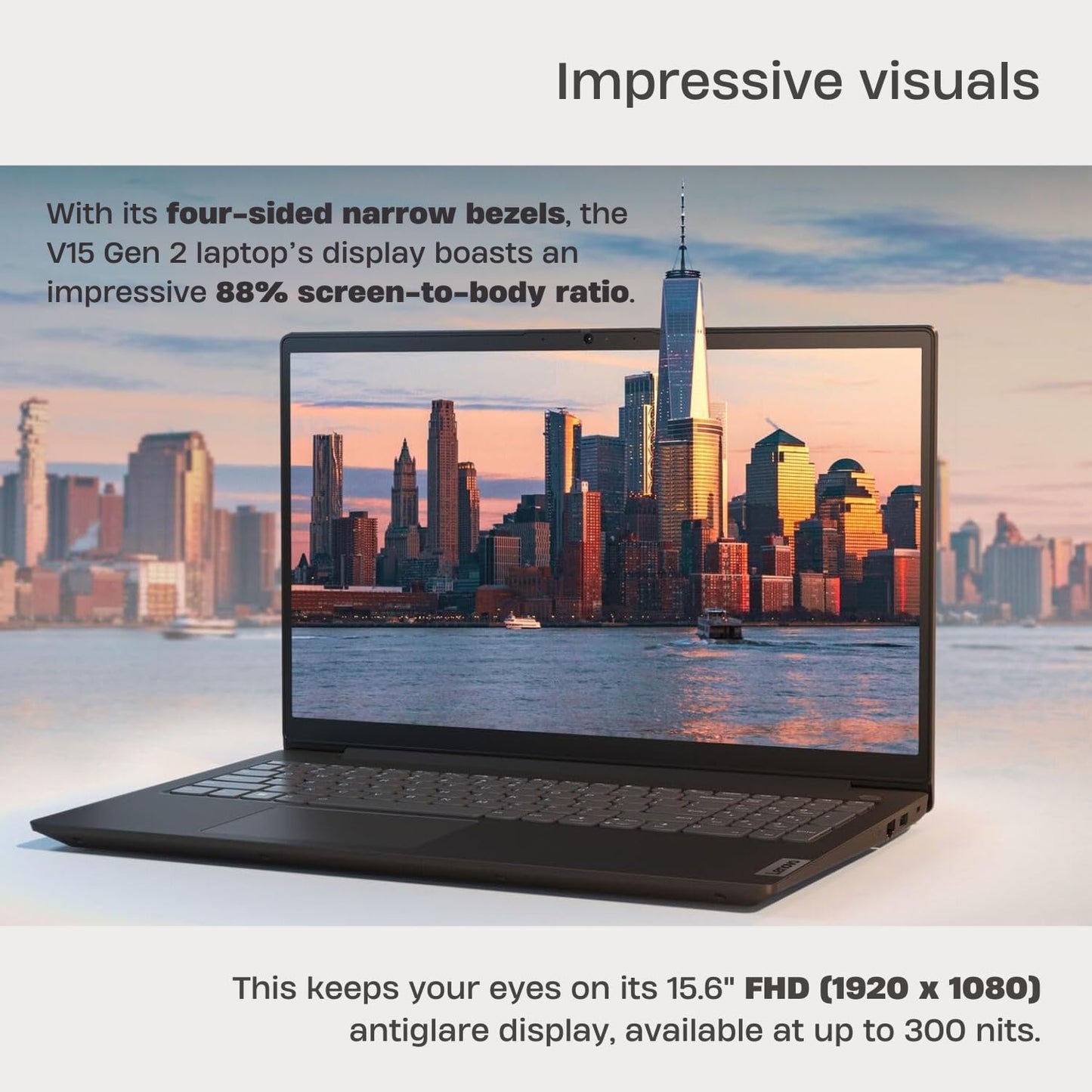 Lenovo V15 G2 Laptop, 15.6 Fhd Screen, Intel N4500 Processor, 8Gb Ram, 512Gb Ssd, Webcam, Hdmi, Wi-Fi, Windows 11 Home, Black